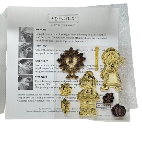 Close To My Heart My Acrylix B1095 Thanksgiving Day Clear Stamp Set Pilgrim - Picture 6 of 9